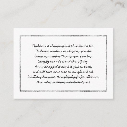 D'accompagnement Argent Display carte d'insertion de douche nuptial (Devant)