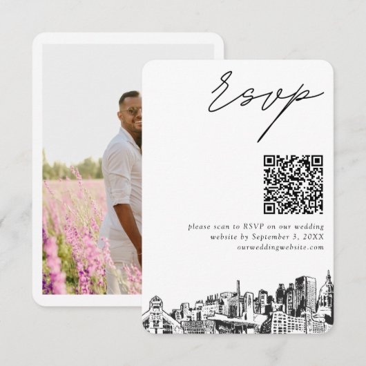 D'accompagnement Atlanta Wedding RSVP QR Code carte de petit boîtie (Devant / Derrière)