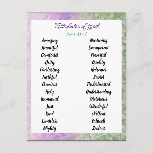 D'accompagnement Attributs de Dieu de A à Z Carte de boîtier (Devant)