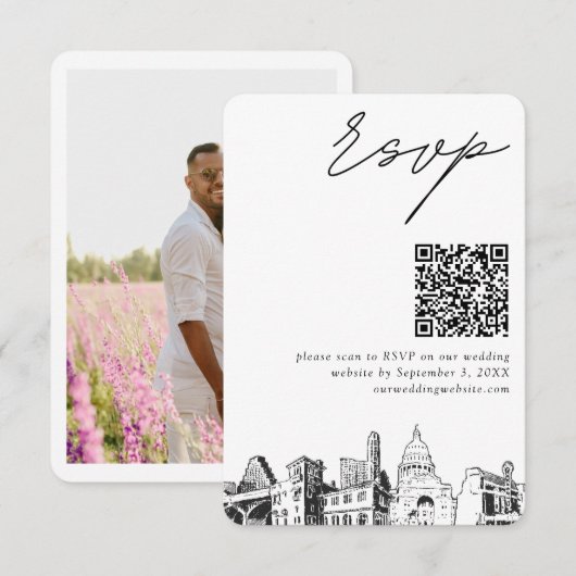 D'accompagnement Austin Wedding RSVP QR Code Carte de petit boîtier (Devant / Derrière)
