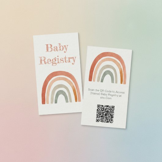 D'accompagnement Baby shower arc-en-ciel rustique QR Code Carte d'e