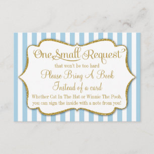 D'accompagnement Baby shower Blue Gold Carte de livre Apporter un l