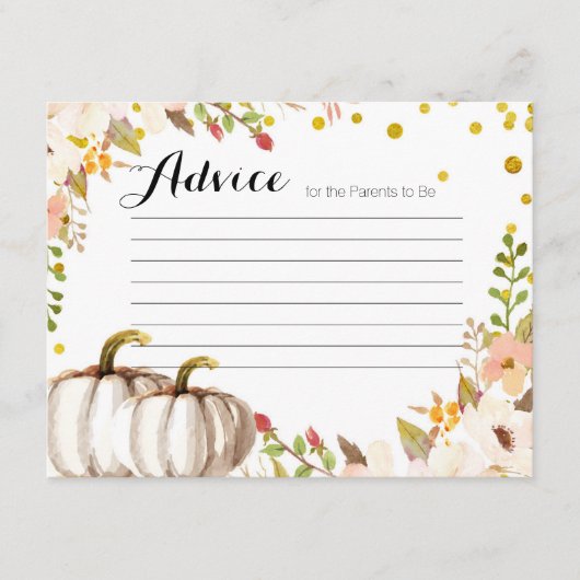 D'accompagnement Baby shower de carte de conseil citrouille Gold (Devant)