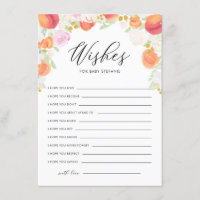 Baby shower de pêches et fleurs - Carte de bien-êt