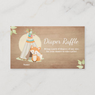 D'accompagnement Baby shower Déchets Carte Raffle Fox Teepee Woodla