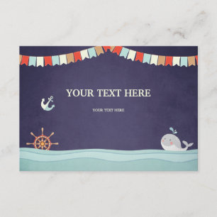 D'accompagnement Baby shower Insérer carte Ahoy Nautical Ocean Whal