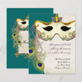 D'accompagnement Balle Mascarade Peacock - Carte de réponse RSVP (Devant / Derrière)