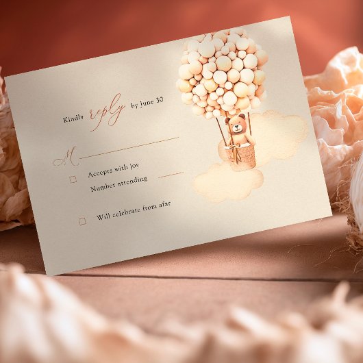 D'accompagnement Ballons d'ours Brown carte de réponse RSVP