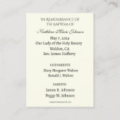 D'accompagnement Baptême de bébé catholique Souvenir Carte Sainte (Dos)