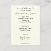 D'accompagnement Baptême de bébé catholique Souvenir Carte Sainte (Dos)