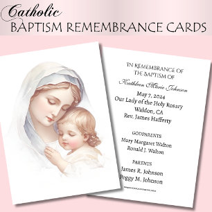 D'accompagnement Baptême de bébé catholique Souvenir Carte Sainte