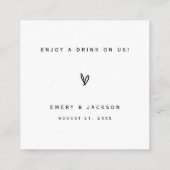 D'accompagnement Bar Billet Mariage Réception Boisson Carte jeton E (Dos)