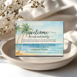 D'accompagnement Beach Palm Tree Bienvenue Sac cadeau Panier Carte