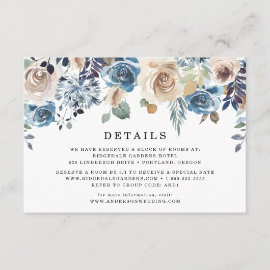 D'accompagnement Beauté en Fleurs | Carte de détails de mariage (Devant)