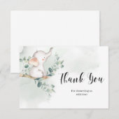 D'accompagnement Bébé éléphant vert eucalyptus carte de remerciemen (Devant / Derrière)