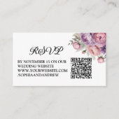 D'accompagnement Belle carte RSVP de mariage floral avec code QR (Devant)