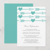 D'accompagnement Belle Flèches Mariage Insertion Carte / Turquoise  (Devant / Derrière)
