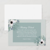 D'accompagnement blanc anémone sauge vert carte de détails mariage (Devant / Derrière)