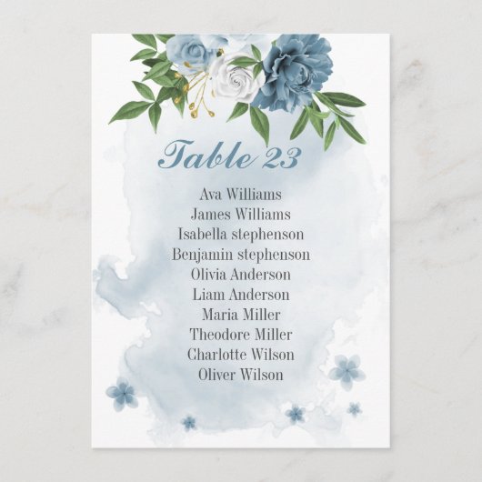 D'accompagnement bleu blanc fleurs verdure carte de siège (Devant)