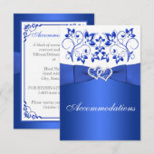 D'accompagnement Bleu de Cobalt, Fleurs Blanches, Carte de Fermetur (Devant / Derrière)