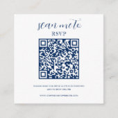 D'accompagnement Bleu et blanc | Carte de boîtier de code QR RSVP (Devant)