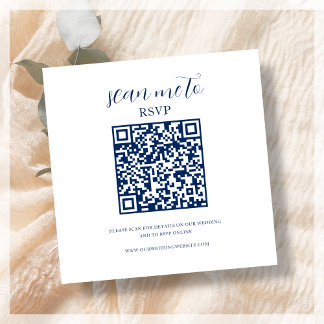 D'accompagnement Bleu et blanc | Carte de boîtier de code QR RSVP
