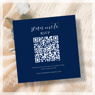 D'accompagnement Bleu Marine Carte de boîtier de code QR RSVP