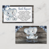 D'accompagnement Bleu Rustique Elephant réserver carte ticket (Devant / Derrière)