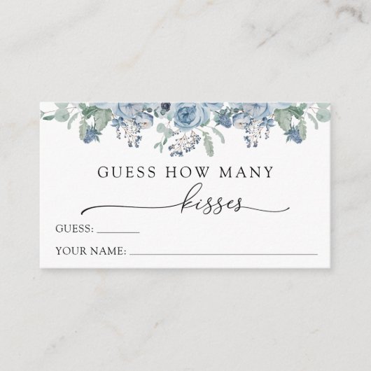 D'accompagnement Blue Floral Devinez combien de baisers carte de bo (Devant)