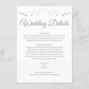 D'accompagnement Blue Grey Elegant Wedding Details Carte de boîtier