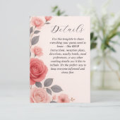 D'accompagnement Blush Rose Floral Détails Mariage Détails Carte de (Debout devant)