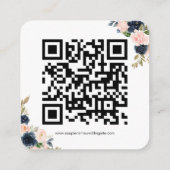 D'accompagnement Blush rose & Navy Floral QR Code Mariage Carte RSV (Dos)
