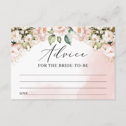 D'accompagnement Boho Blush Pink floral or feuille carte conseil (Devant)