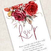 D'accompagnement Boho Fall Florals QR Code Mariage RSVP Carte