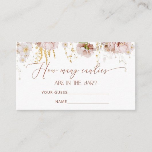 D'accompagnement Boho fleurs devinez combien de canettes carte boît (Devant)