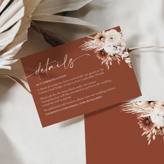 D'accompagnement Boho Floral Détails Mariage Carte de boîtier