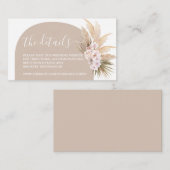 D'accompagnement Boho Pampas Grass Arche Site Web Info Carte de boî (Devant / Derrière)