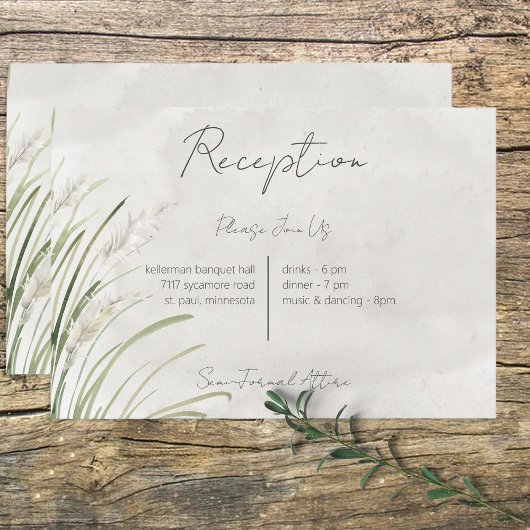 D'accompagnement Boho Pampas Grass Minimale Réception Moderne Carte