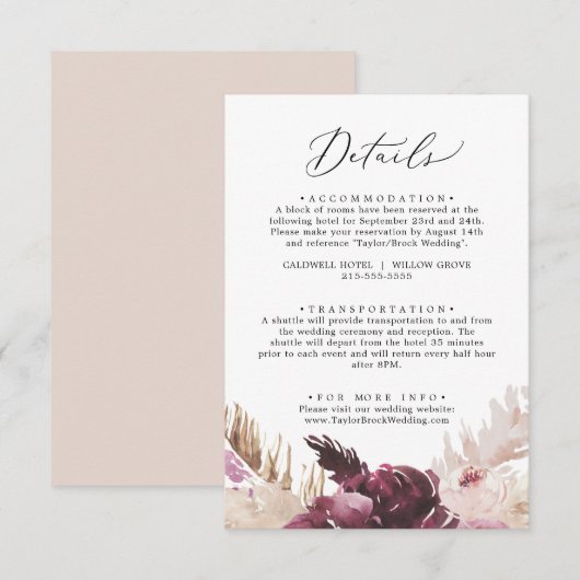 D'accompagnement Boho Pampas Gris Détails Carte de boîtier (Devant / Derrière)