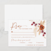 D'accompagnement Boho Pampas Terracotta Mariage Carte RSVP (Devant / Derrière)