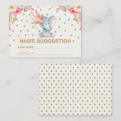 D'accompagnement Boho Pink Gold Floral Nom du bébé Carte de suggest (Devant / Derrière)