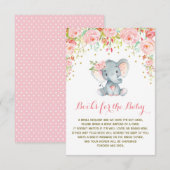 D'accompagnement Boho Rose Floral Elephant Apportez une carte d'ins (Devant / Derrière)