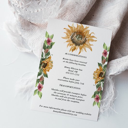 D'accompagnement Boho Sunflower Détails du Mariage Carte de boîtier