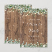 D'accompagnement Bois Rustique & Guirlandes de Lumière Carte de Fai (Devant / Derrière)