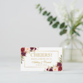 D'accompagnement Burgundy Wedding Réception Gold Drink Carte Billet (Debout devant)