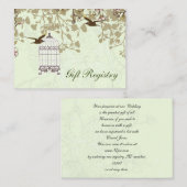 D'accompagnement cage d'oiseau vert, inséparables Carte Cadeau (Devant / Derrière)