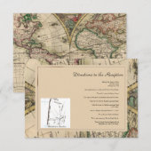 D'accompagnement Carte Antique Vieux Monde - Mariage Itinéraire (Devant / Derrière)