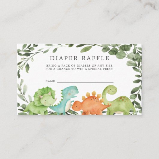 D'accompagnement Carte Baby shower Dinosaures Diaper Raffle (Devant)