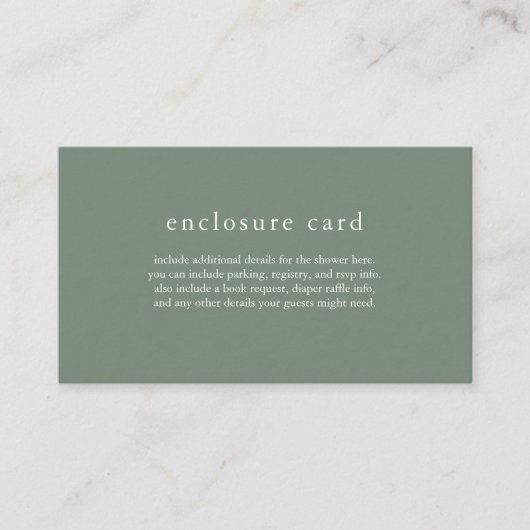 D'accompagnement Carte Baby shower HANNAH Sage Green Boho (Devant)