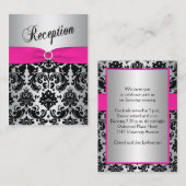 D'accompagnement Carte Bat mitzvah Argent et Noir Damas (Devant / Derrière)